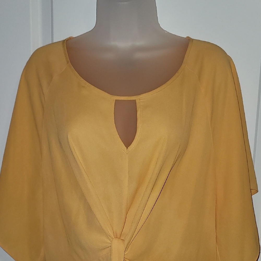 BOLD elements Orange Tie Front Blouse with Cut Out Sz: XL - Picture 4 of 6